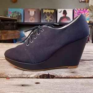 Black Wedge Lace Up Oxford Shoe UO Cooperative
